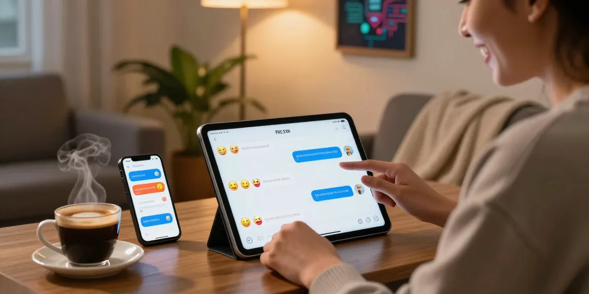 Interactive user enjoying spicychat on a tablet in a cozy setting.