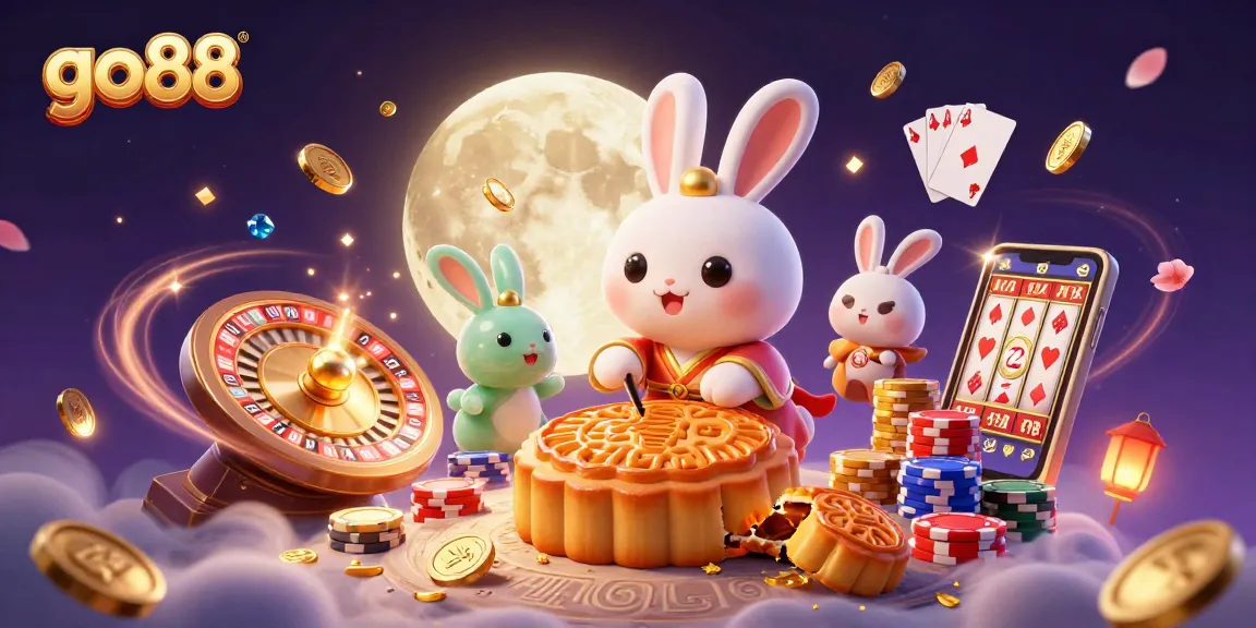 Experience thrilling gameplay with go88's moon rabbit characters surrounded by casino elements and vibrant visuals