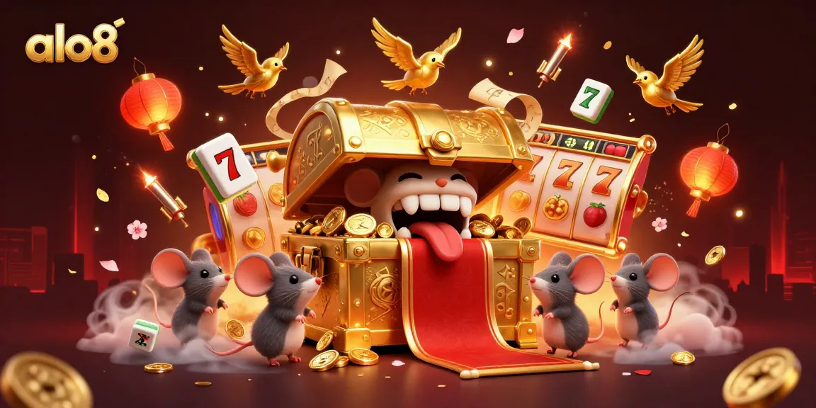 Play exciting slot games at alo8 with vibrant visuals and thrilling jackpots in a cartoonish 3D scene.