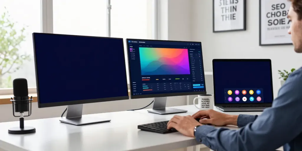 SEO specialist utilizing instant indexing tools in a modern workspace.