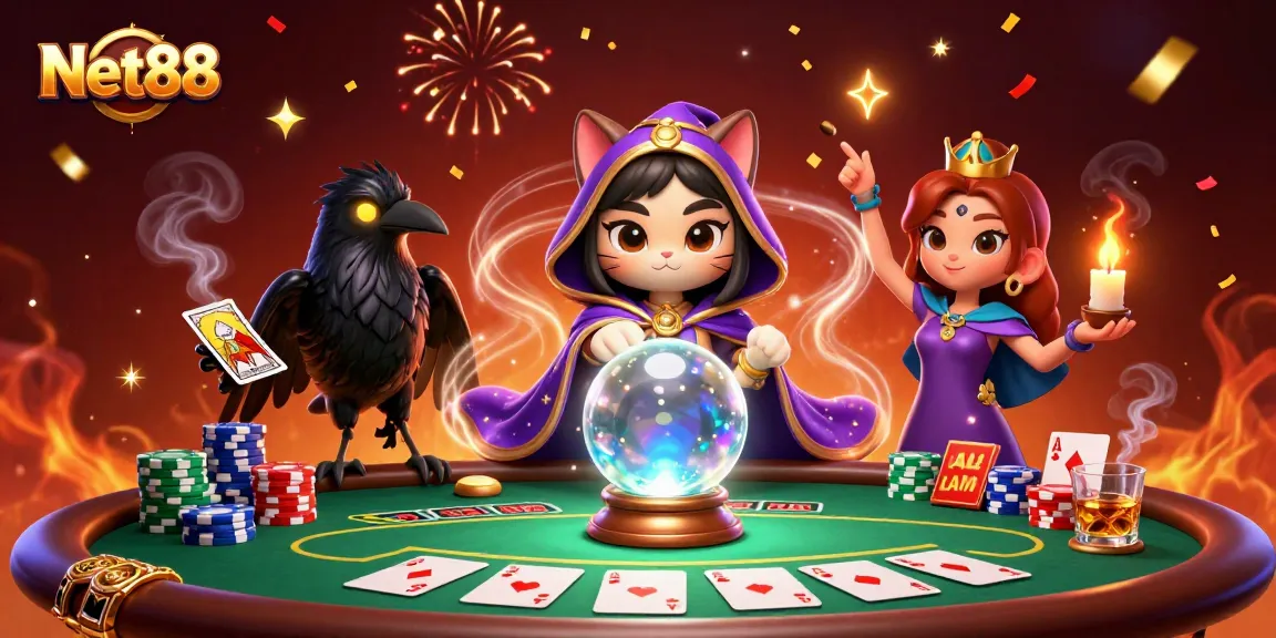 Experience Net88 excitement with a vibrant, 3D casino illustration of a mystical scene.