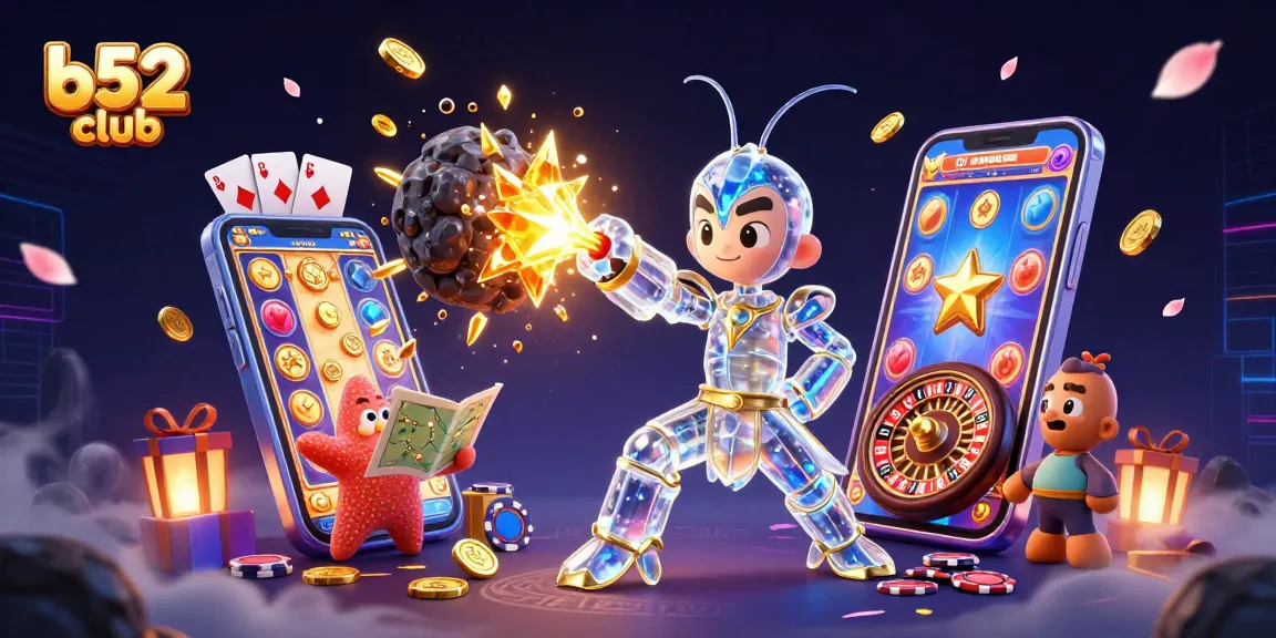 Experience thrilling wins at b52 club with a vibrant 3D casino scene filled with games and excitement.