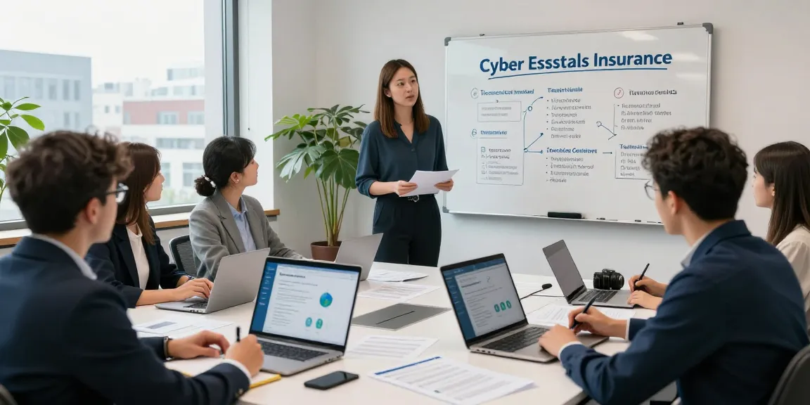 Engaged cybersecurity consultant leading a Cyber Essentials insurance workshop, showcasing interactive learning for SMEs.