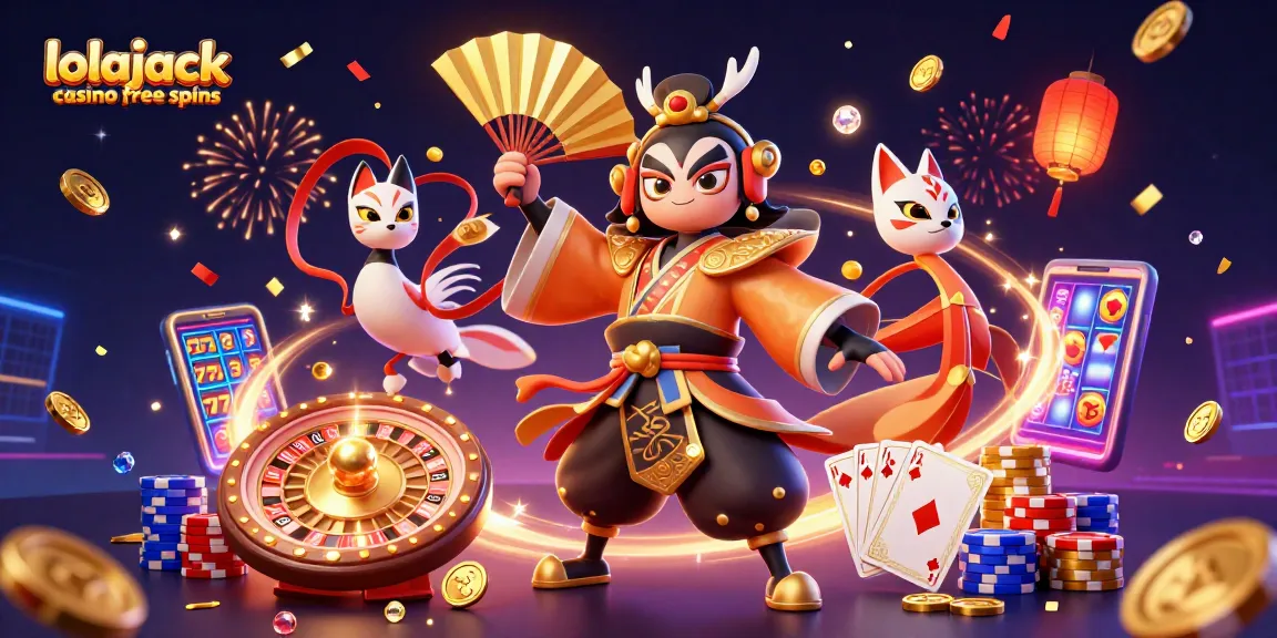 Experience the thrill of lolajack casino free spins in this vibrant 3D casino illustration featuring exciting gaming elements.