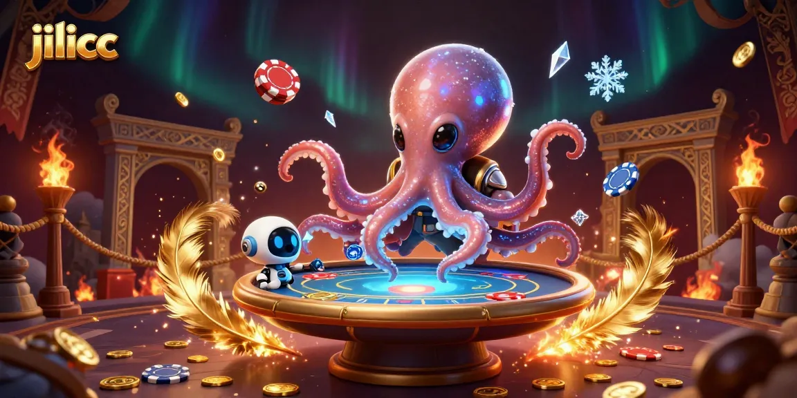 Engage with the thrilling gameplay at jilicc featuring a 3D alien octopus at a floating poker table.