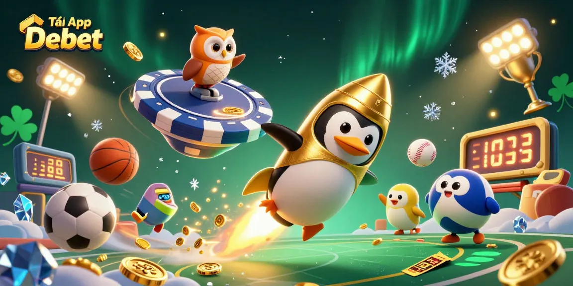 Tải App Debet to win big with a dynamic 3D casino scene featuring captivating characters and betting elements.