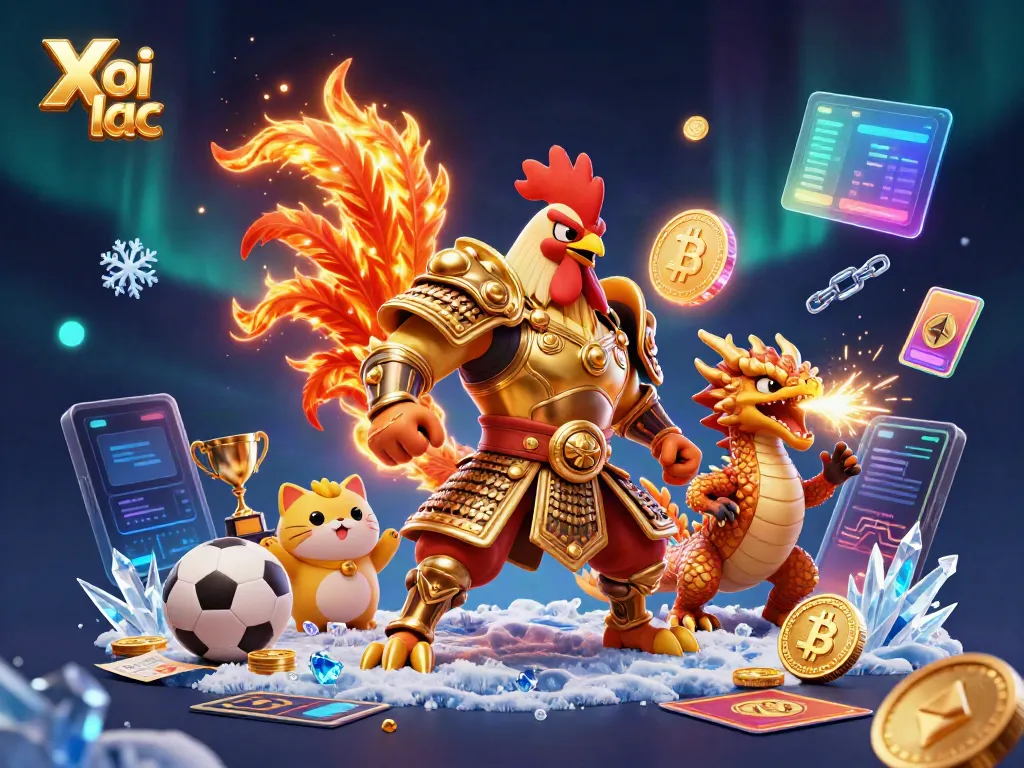 Xoi lac sports betting illustration with vibrant characters and dynamic action elements, capturing the essence of online gambling excitement.