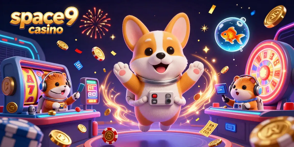 Experience the thrill at space9 casino with a vibrant 3D illustration of gameplay excitement.