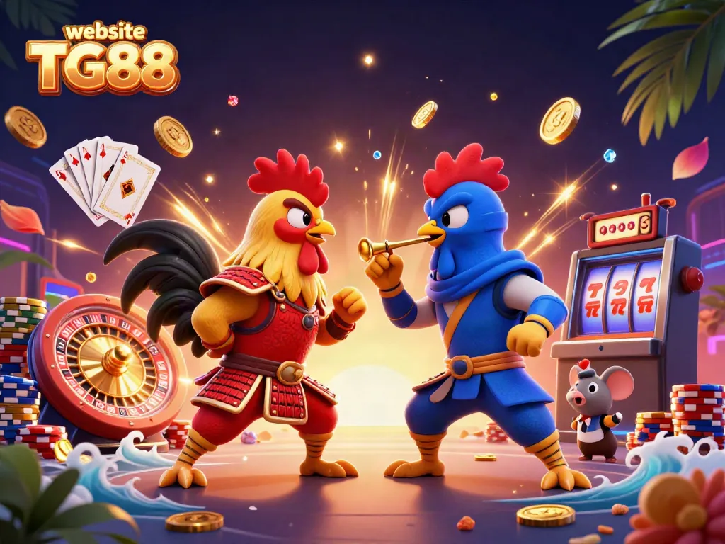 Experience dynamic gameplay at website TG88 with intense rooster battles and exciting casino elements.