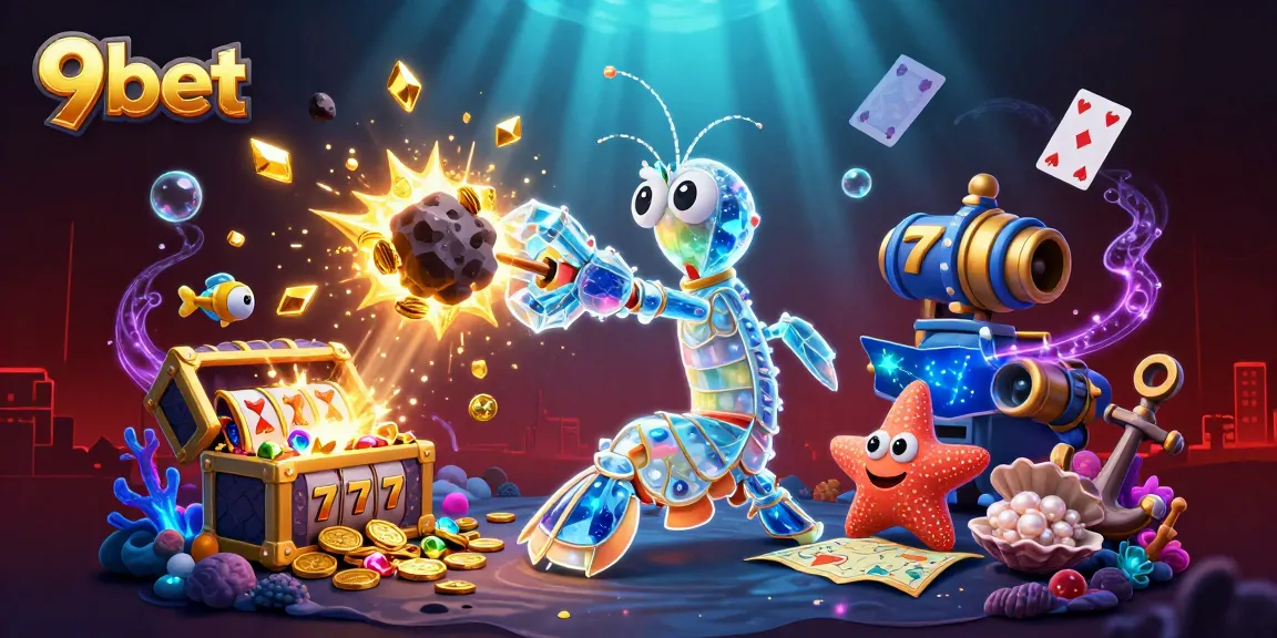 Win big with 9bet's thrilling slots and jackpot games in this vibrant underwater scene.
