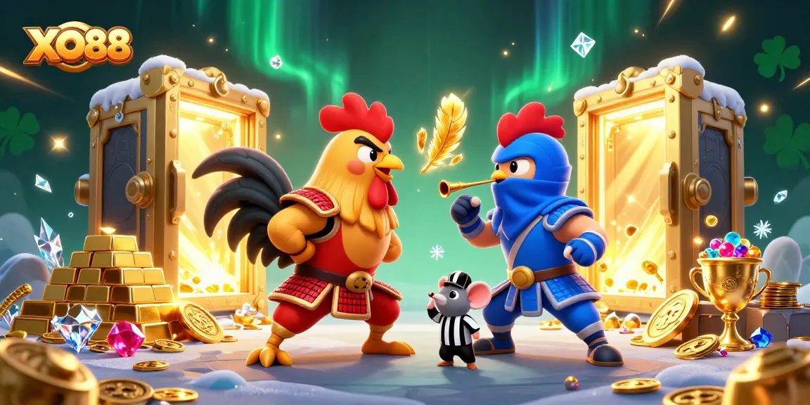 Engage in exhilarating gameplay with XO88, where rooster champions face off amid treasures and excitement.