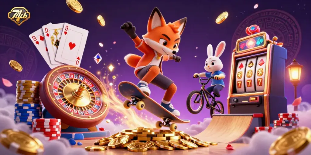 Experience exhilarating gameplay at 7club with joyful characters and vibrant casino elements.