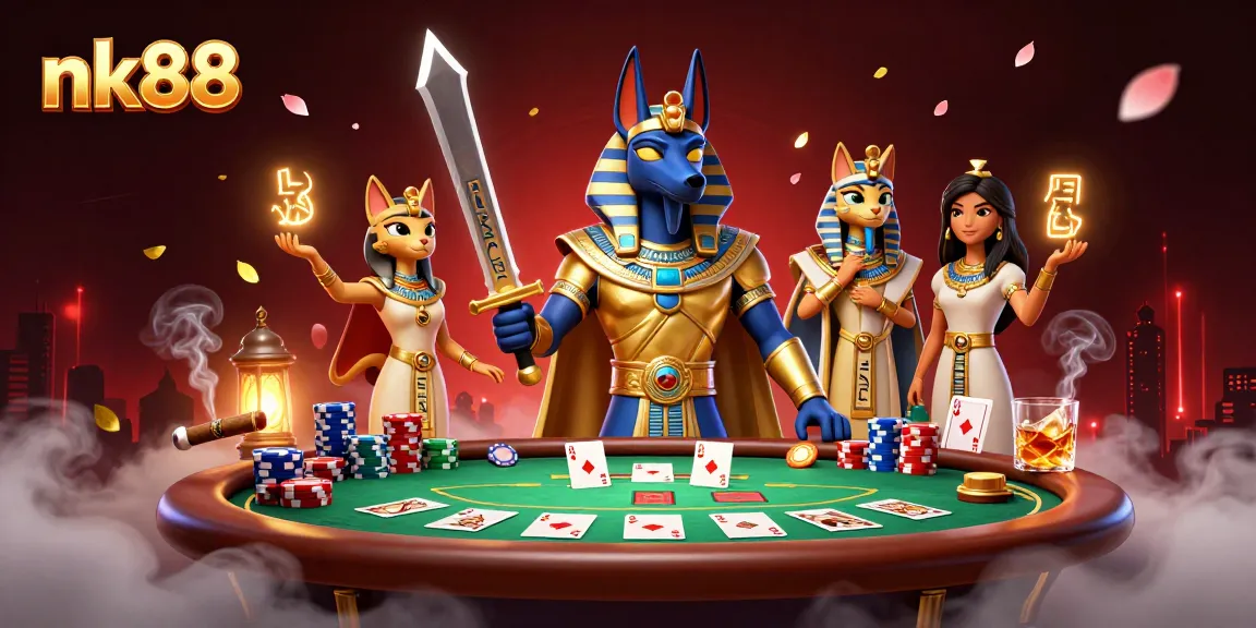 Play exciting poker at nk88 with ancient Egyptian warrior Anubis and mystical elements