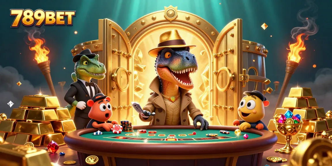 Watch the 789BET velociraptor card counter at a blackjack table in an exciting casino scene.
