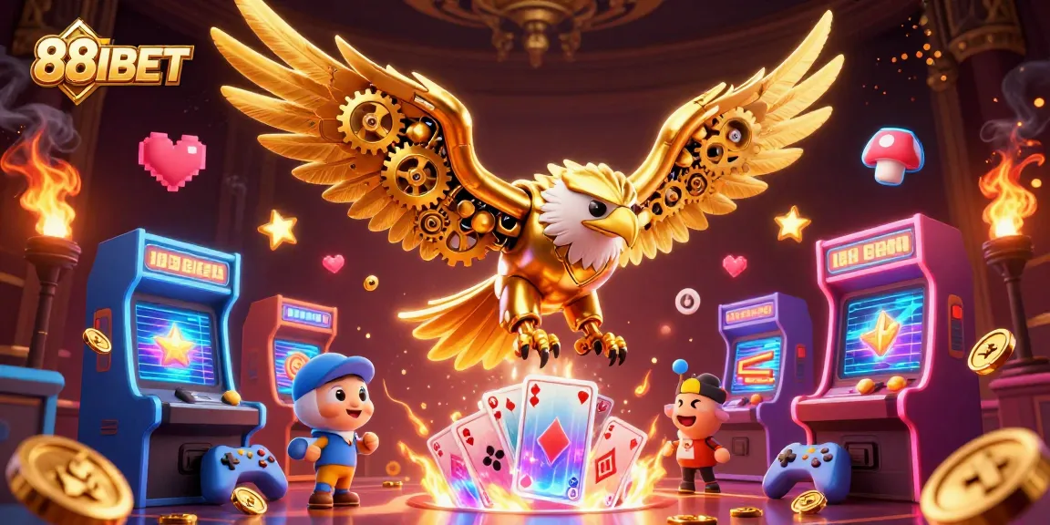 Experience the thrill of 88IBET with a vibrant 3D illustration of gaming action and excitement.