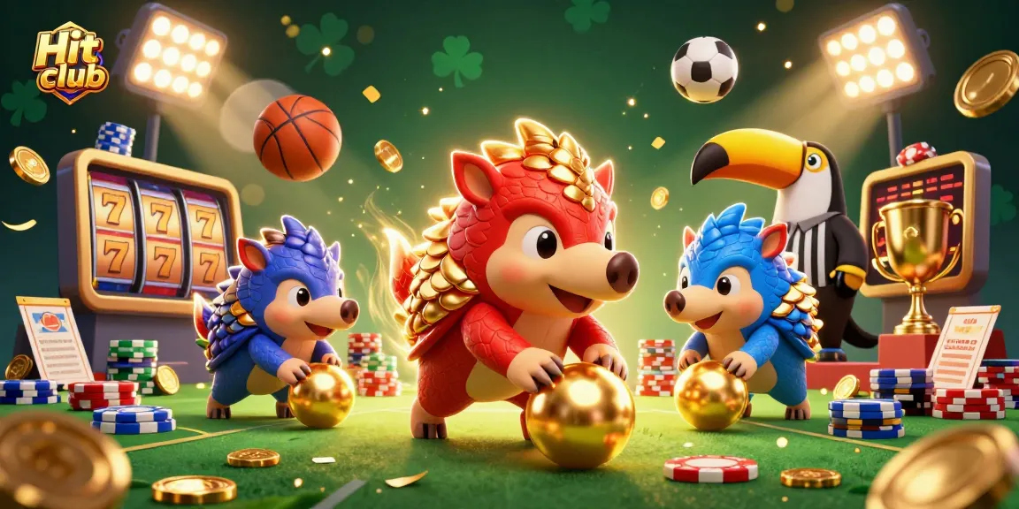 Hit club pangolins compete in an exciting casino setting, showcasing vibrant gambling elements.