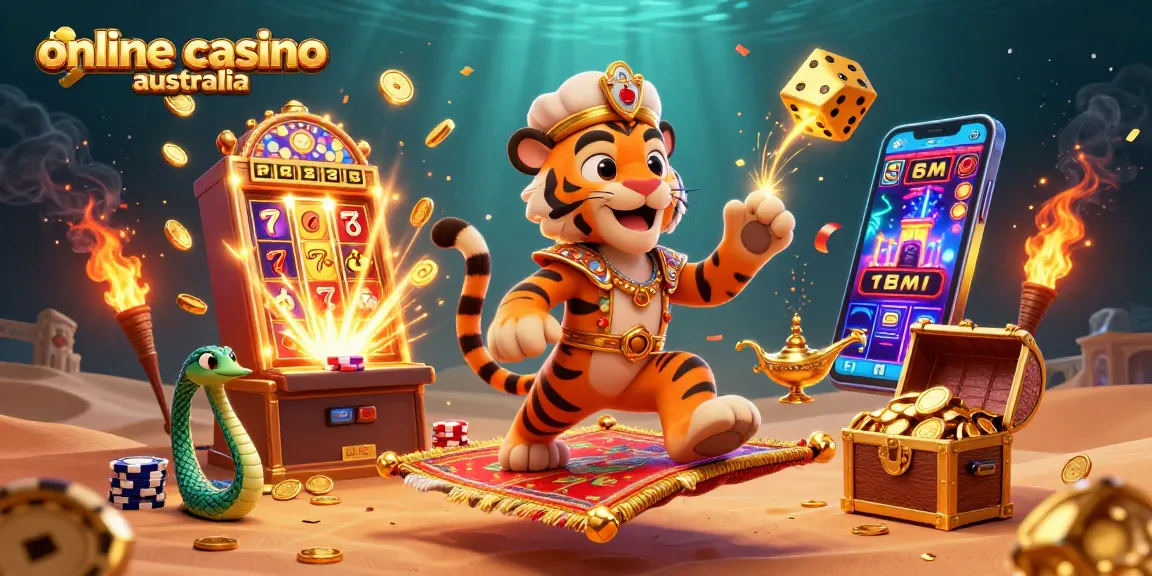 Engage with an exciting online casino Australia scene featuring vibrant characters and game elements.