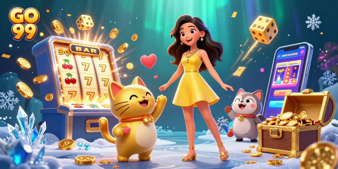 Experience the excitement of GO 99 with a cheerful gaming atmosphere and vibrant casino elements.