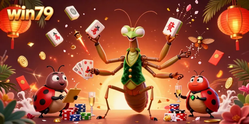 Enjoy games on win79 with a vibrant casino scene featuring unique characters and elements.
