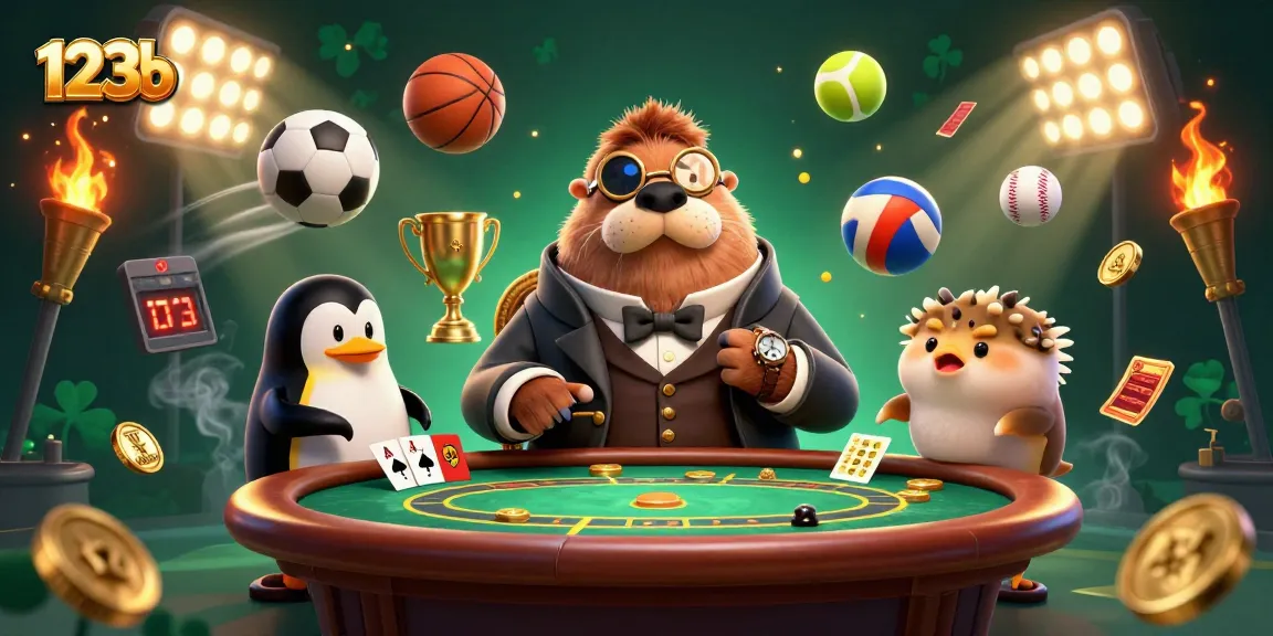 Win big with 123b in a vibrant 3D underwater casino scene featuring engaging characters.